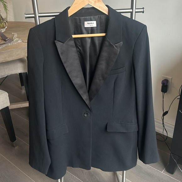 Talula Blazer Tuxedo Style Satin Lapel Black BlazerWomen Size S - Picture 6 of 17